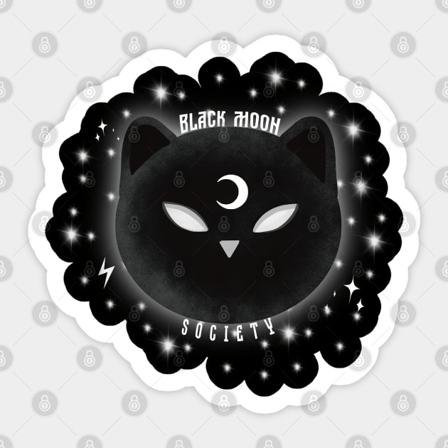 Black cat black moon society Sticker by Meakm